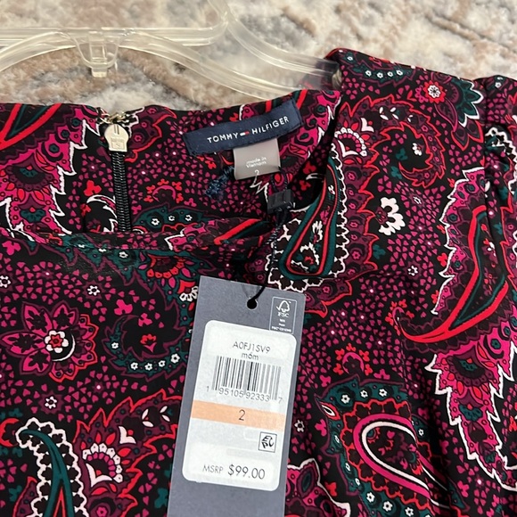 NWT paisley pattern flounce dress with tie waist and cinch sleeves - Picture 3 of 9